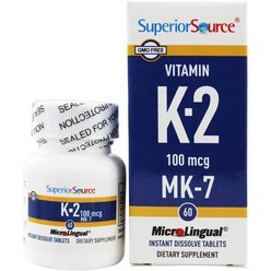 Superior Source Vitamin K2 MK-7 메나퀴논-7 100mcg 60정, 기본