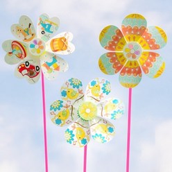 민화샵 바람개비만들기 종이 바람개비 초등 미술 교재, 둥근꽃송이