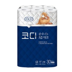 코디 순수 3겹 데코 화장지 30M, 1팩, 30롤