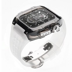 애플워치리차드밀 애플워치일체형스트랩 Apple Watch Ultra 49mm 케이스 수정 키트 불소 고무 시계 밴드 IWatch Series 8 7 6 5 4 SE 금속 버클, 99.TrTrB-S+45mm+Silicone