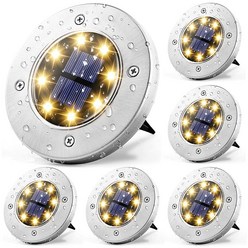 태양광 8구 LED 정원등 X 6개입 잔디등 바닥등 조명 태양열 외부 인테리어 전등 JS8LED-6P, 노란빛-6P