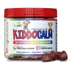 Magceutics KIDDOCALM 아동용 젤리 - 마그테인 마그네슘 L-트레오네이트 진정 수면 집중력 기억력 및 인지 기능 증가 - 체리 맛 비건 젤리 90개