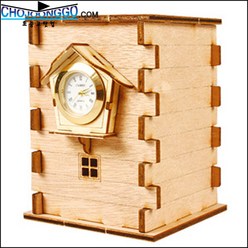 DIY 나무 모형 조립 키트 시계 연필꽂이 I형 YM-863-1, 단품, 단품