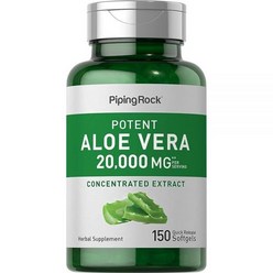 알로에 베라 캡슐 20000mg | 소프트젤 150개 농축 추출물 보충제 GMO 프리 글루텐 제작 Piping Rock USA 미국, 1개