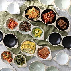 맛있는유혹 가연 도자기 나눔접시 반찬 접시 콩깍지, 3칸 대-화이트, 1개