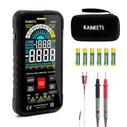 KAIWEETS KM601 9999 카운트 디지털 멀티 미터 스마트 자동 범위 1000V 10A 테스터 미터 옴 Hz 커패시턴스, 01 KM601-Black