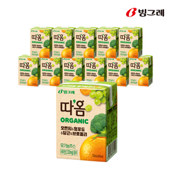 따옴 Organic 유기농 주스 오렌지 & 청포도 & 당근 & 브로콜리, 120ml, 12개