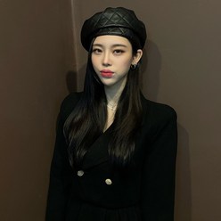 드리뮤즈 국내제작 여성 캐주얼 꾸안꾸 데일리 유니크 포인트 잡화 레더 베레모