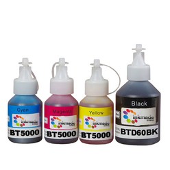 브라더 BT6000 BT5000 호환 잉크 4색 세트 MFC-T800W DCP-T300 DCP-T500W DCP-T700W, 1개, Cyan, Magenta, Yellow, Black