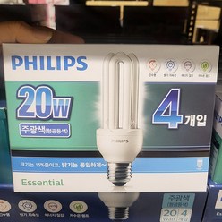 필립스 필립스 컴팩트 전구 주광색 20W 4입, 단품, 4개