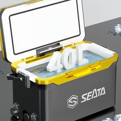 에크스씨샵 SEATA 다용도 낚시용 아이스박스 40리터 대용량 하드 캐리쿨러 낚시 쿨백 캠핑용 캐리어 바퀴 아이스박스, 표전버전, 화이트레드