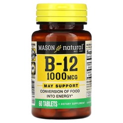 Mason Natural 비타민B-12 1 000mcg 60정, 1000 mcg, 60 개