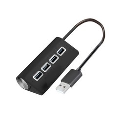 코시 뉴욕 4포트 USB 허브 (고급형 RA-103모델 스마트폰거치대 증정), 블랙