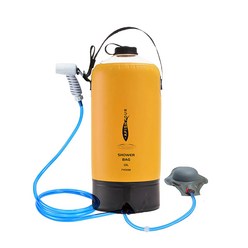 발펌프 샤워기 10L 야외샤워기 휴대용샤워기 간이 캠핑용 무동력 고급형, 옐로우