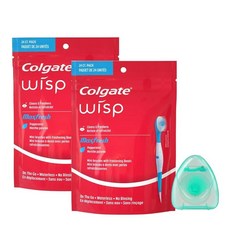 Pure Homemaker Colgate Wisps - 배터리가 있는 치약이 일회용 칫솔. 각 팩에는 24개 및 1팩의 치실2팩 104977 해외