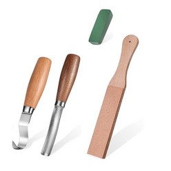 우드카빙키트 4Pieces Wood Carving Tools Kit Spoon Hook Knives With Gouge Chisel Bowl Set, 01 Beige