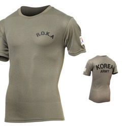 아미캠프 쿨 드라이 ROKA 카키 군인 반팔 티셔츠 밀리터리 기능성 티