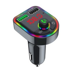 블루투스 5.0 FM 송신기 MP3 플레이어 무선 핸즈프리 오디오 LED 디스플레이 전자 액세서리 고속 USB 유형 C 차량용 충전기, 보여진 바와 같이, F6