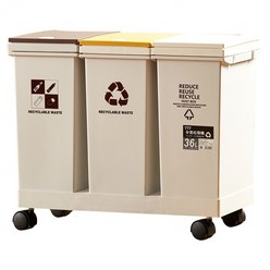 10L-60L 가정용 재활용 분리수거함 쓰레기통 대용량 쓰레기통 3단분리, 20L MBL-1224, 통용, 1개