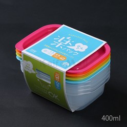 일본 4색 락싱팩 400ml (4P세트) - 직사각 전자렌지 냉동밥 밀폐용기, 1개