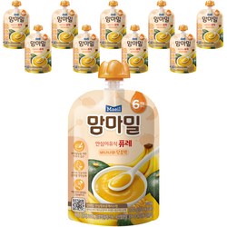 맘마밀 안심 이유식 퓨레 6개월부터, 바나나 + 단호박 혼합맛, 10개입, 100g