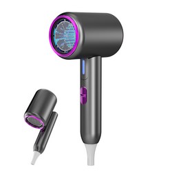 SAMSEA 접이식 여행용 가정용 고출력 헤어드라이어 1900W, 진회색, SQD-02