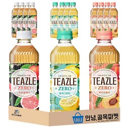 웅진 티즐 제로 500ml 15입 세트 ( 유자 그린티 5 피치 우롱티 5 자몽 블랙티 5 ) 3종 차 음료 세트, 15개, 500ml