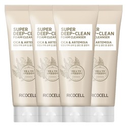 리코셀 저자극 병풀+약쑥 슈퍼 딥 클렌징폼, 220ml, 4개