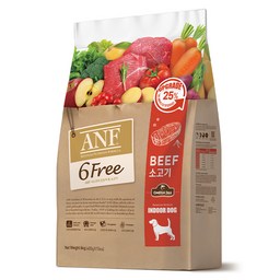 ANF 생후 4개월 이상 강아지 인도어 식스프리 건식사료, 소, 6kg, 1개 · 4개 · 1개