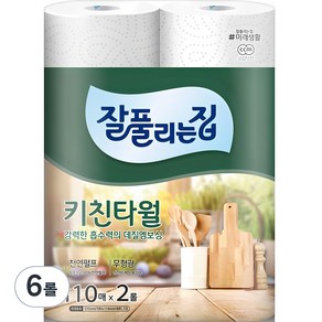 잘풀리는집 천연펄프 키친타월, 110매, 6개