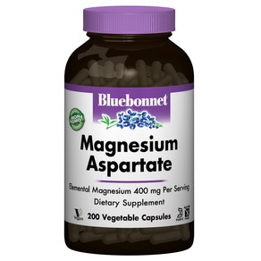 블루보넷 마그네슘 아스퍼테이트 400mg 베지터블 캡슐 글루텐 프리 무설탕, 200정, 1개