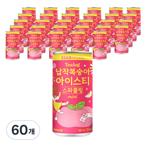 티로그 미니 스파클링 납작 복숭아 아이스티, 190ml, 60개