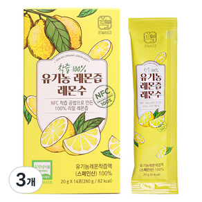 오늘보감 NFC착즙 100% 유기농 레몬즙 레몬수 14p, 280g, 3개