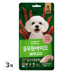 풀무원 강아지 아미오 자연담은 육포 칼슘PLUS, 닭가슴살, 50g, 3개