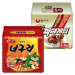 농심 짜파게티 140g 5p + 너구리 얼큰한 맛 120g 5p, 1세트