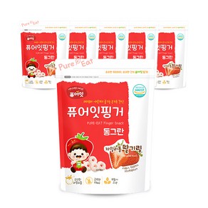 퓨어잇 핑거 동그란 자일리톨 과일링, 딸기, 40g, 6개