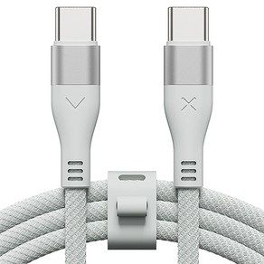 빅쏘 우븐 패브릭 단선방지 USB C to C 타입 PD 60W 고속 충전 아이폰 갤럭시 케이블, 1개, 그레이 민트, 2m