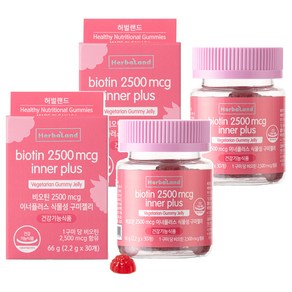 허벌랜드 비오틴 2500mcg 이너플러스 식물성 구미젤리 66g, 2개