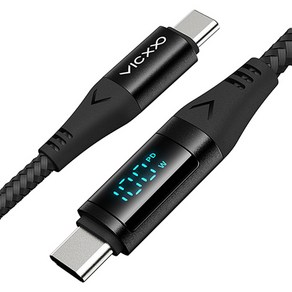 빅쏘 100W 전력표시 단선방지 USB C TO C타입 PD PPS 디스플레이 나일론 고속 충전 케이블, 1.2m, 블랙, 1개