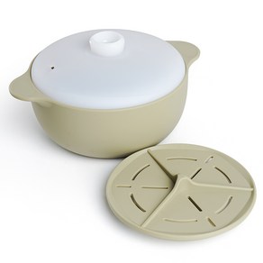 실리가든 국산 실리콘 냄비 찜기 1300ml, 올리브, 1개