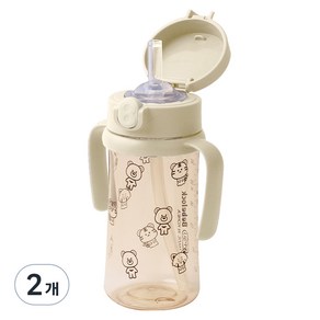 베베락 아이와 PPSU 원터치 빨대컵 270ml, 2개, 크림