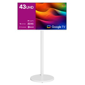 와이드뷰 4K UHD 구글 스마트 TV + 삼탠바이미 이동식 거치대 + 확장브라켓 화이트 세트, 109cm(43인치), GTWV430UHD(TV), EKWBYME38(거치대), 스탠드형, 고객직접설치