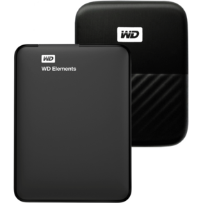 WD Elements Potable 휴대용 외장하드 WDBU6Y0050BBK-WESN + 파우치, 5TB, 블랙