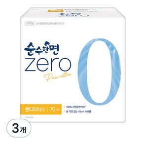 순수한면 제로 순면 뉴 팬티라이너, 슈퍼롱, 70개입, 3개