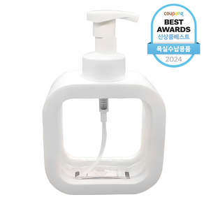 코어무역 투명 사각 대용량 디스펜서 거품형 500ml, 화이트, 1개