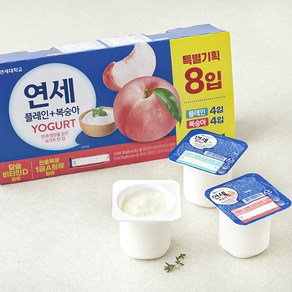 연세 떠먹는 요거트 복숭아 80g x 4개입 + 플레인 80g x 4개입 세트