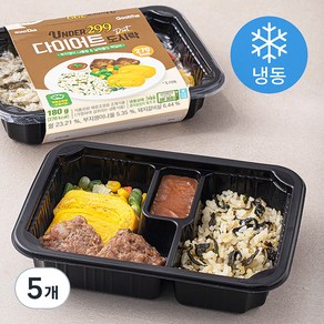 굽네 299 다이어트 도시락 부지깽이 나물밥 & 납작쫄깃 떡갈비 (냉동), 180g, 5개