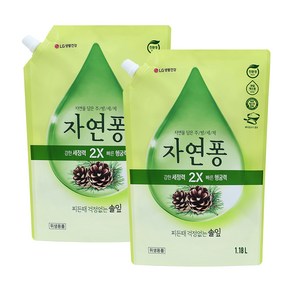[비건라이프] 자연퐁 찌든때 걱정없는 솔잎 주방세제 파우치형, 2개, 1.18L
