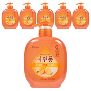 [비건라이프] 자연퐁 비린내 걱정없는 주방세제 오렌지 펌프타입, 490ml, 6개