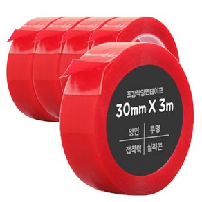 다다 초강력 양면테이프 30mm x 3m, 투명, 5개